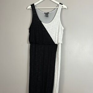 Chelsea and Theodore Womens Large Black and White Dress Asymmetric Hemline